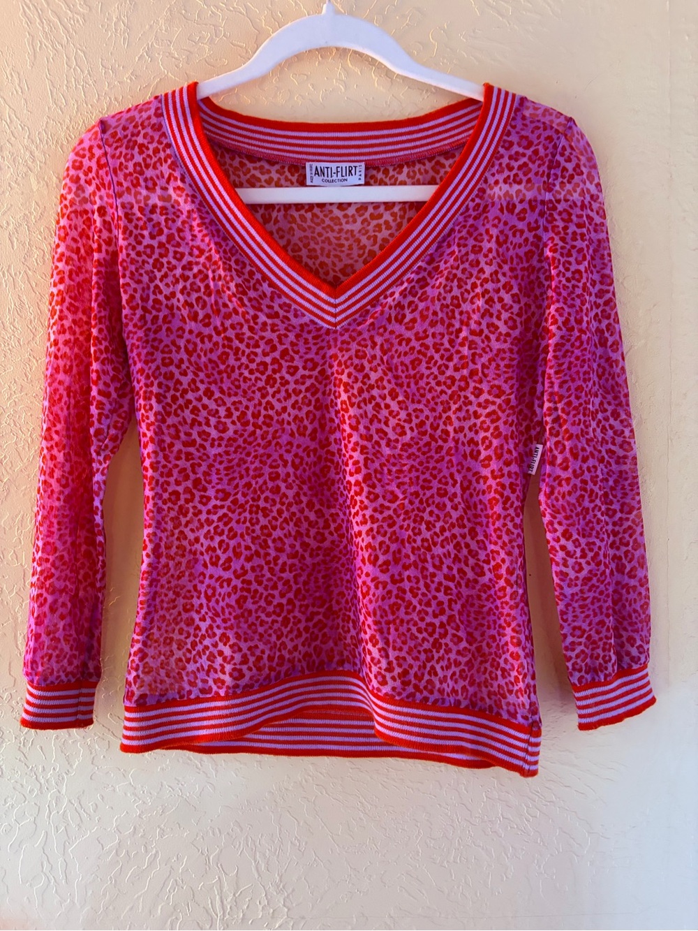 Anti-Flirt Pink Leopard V-Neck Blouse